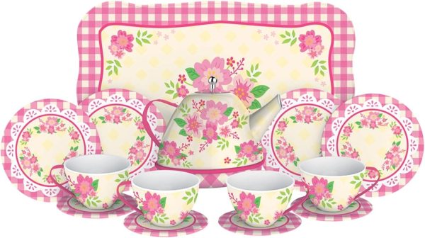 Schylling Fancy Tin Tea Set . Red