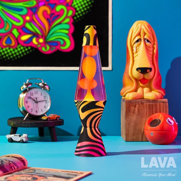 Lava? Lamp - 14.5'' Groovy Gradient Flocked Base - The Original Motion Light - Yellow Wax and Purple Liquid - Item #2015